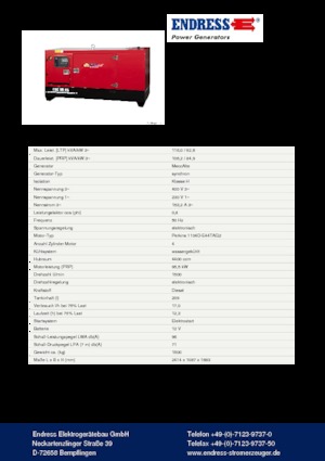डीजल पावर जनरेटर Endress ESE 115 PW/AS