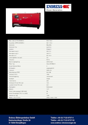डीजल पावर जनरेटर Endress ESE 65 DW-AS