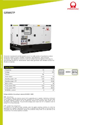 डीजल पावर जनरेटर PRAMAC Lifter GRW 67 P