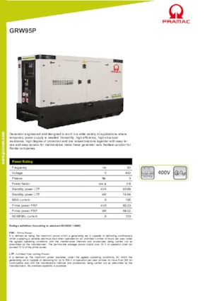 डीजल पावर जनरेटर PRAMAC Lifter GRW 95 P