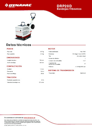 रिवर्सिबल वाइब्रेटरी प्लेट कॉम्पेक्टर Dynapac DRP20D