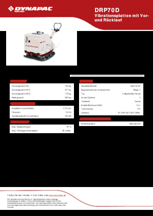 रिवर्सिबल वाइब्रेटरी प्लेट कॉम्पेक्टर Dynapac DRP70D