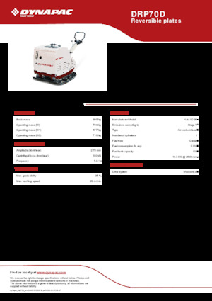 रिवर्सिबल वाइब्रेटरी प्लेट कॉम्पेक्टर Dynapac DRP70D