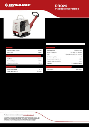 रिवर्सिबल वाइब्रेटरी प्लेट कॉम्पेक्टर Dynapac DRQ25