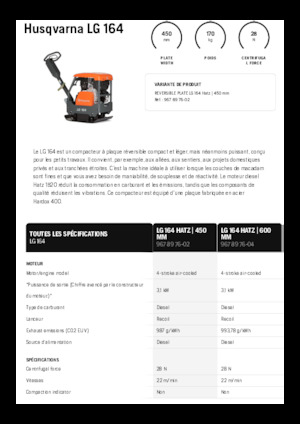 रिवर्सिबल वाइब्रेटरी प्लेट कॉम्पेक्टर Husqvarna LG 164