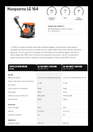 रिवर्सिबल वाइब्रेटरी प्लेट कॉम्पेक्टर Husqvarna LG 164