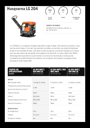रिवर्सिबल वाइब्रेटरी प्लेट कॉम्पेक्टर Husqvarna LG 204