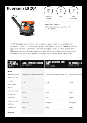 रिवर्सिबल वाइब्रेटरी प्लेट कॉम्पेक्टर Husqvarna LG 204