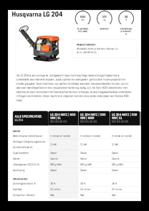रिवर्सिबल वाइब्रेटरी प्लेट कॉम्पेक्टर Husqvarna LG 204