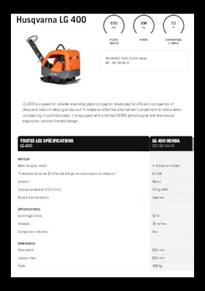 रिवर्सिबल वाइब्रेटरी प्लेट कॉम्पेक्टर Husqvarna LG 400
