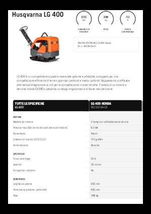 रिवर्सिबल वाइब्रेटरी प्लेट कॉम्पेक्टर Husqvarna LG 400