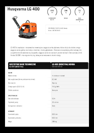 रिवर्सिबल वाइब्रेटरी प्लेट कॉम्पेक्टर Husqvarna LG 400