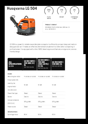रिवर्सिबल वाइब्रेटरी प्लेट कॉम्पेक्टर Husqvarna LG 504