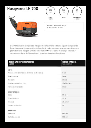 रिवर्सिबल वाइब्रेटरी प्लेट कॉम्पेक्टर Husqvarna LH 700