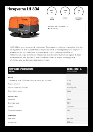 रिवर्सिबल वाइब्रेटरी प्लेट कॉम्पेक्टर Husqvarna LH 804