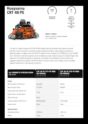 राइड-ऑन डबल ट्रॉवेल Husqvarna CRT 48 PS