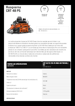 राइड-ऑन डबल ट्रॉवेल Husqvarna CRT 48 PS