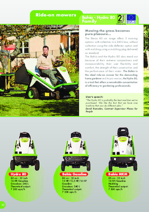 राइडिंग लॉन मोवर और गार्डन ट्रैक्टर Etesia BAHIA 2 MBHE 2
