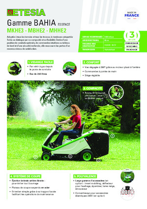 राइडिंग लॉन मोवर और गार्डन ट्रैक्टर Etesia BAHIA 2 MBHE 2