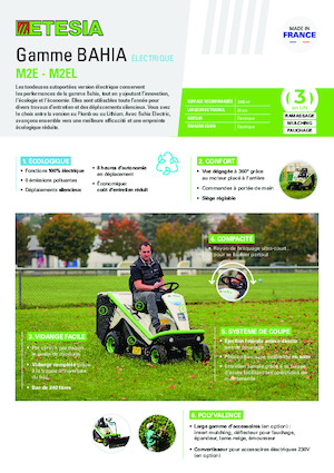 राइडिंग लॉन मोवर और गार्डन ट्रैक्टर Etesia BAHIA ELECTRIC M2EL