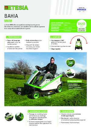 राइडिंग लॉन मोवर और गार्डन ट्रैक्टर Etesia BAHIA MKM