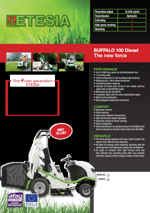 राइडिंग लॉन मोवर और गार्डन ट्रैक्टर Etesia BUFFALO 100 BPHPX2