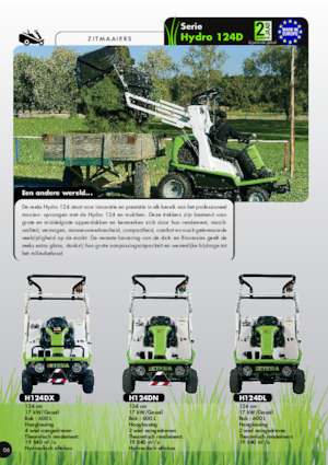 राइडिंग लॉन मोवर और गार्डन ट्रैक्टर Etesia HYDRO 124DX