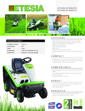राइडिंग लॉन मोवर और गार्डन ट्रैक्टर Etesia HYDRO 80 MKHP5