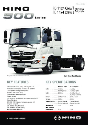 रिजिड चेसिस Hino 500 FE 1424 CREW 4x2
