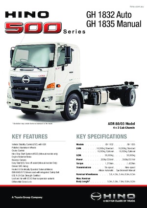 रिजिड चेसिस Hino 500 GH 1835 4x2