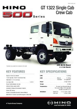 रिजिड चेसिस Hino 500 GT 1322 CREW 4x4