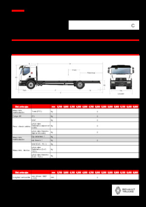 रिजिड चेसिस Renault C CAB2300 460 4X2 R E6
