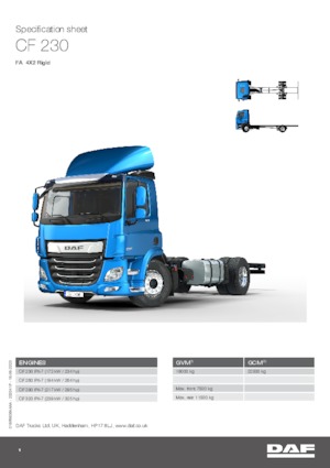 रिजिड चेसिस DAF CF 230 FA