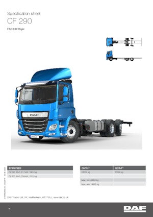 रिजिड चेसिस DAF CF 290 FAN