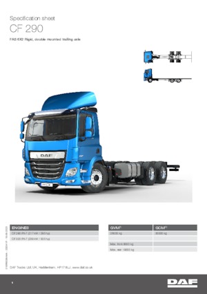 रिजिड चेसिस DAF CF 290 FAS