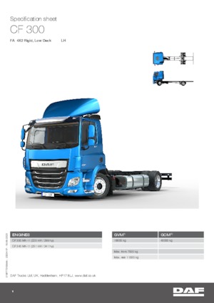 रिजिड चेसिस DAF CF 300 FA Low Deck LH
