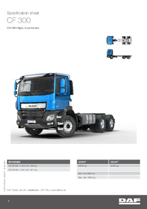 रिजिड चेसिस DAF CF 300 FAT Construction