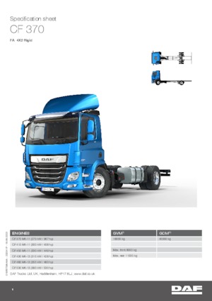 रिजिड चेसिस DAF CF 370 FA