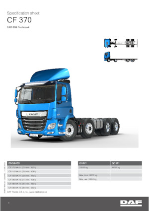 रिजिड चेसिस DAF CF 370 FAD