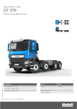 रिजिड चेसिस DAF CF 370 FAD Mixer Construction