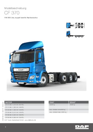 रिजिड चेसिस DAF CF 370 FAK