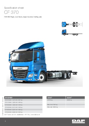 रिजिड चेसिस DAF CF 370 FAR Low Deck