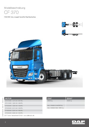 रिजिड चेसिस DAF CF 370 FAS