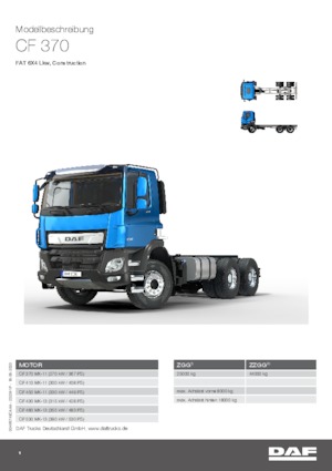 रिजिड चेसिस DAF CF 370 FAT Construction