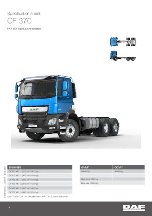 रिजिड चेसिस DAF CF 370 FAT Construction