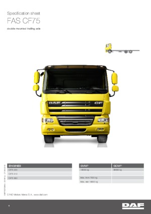 रिजिड चेसिस DAF CF 75.250 FAS SLEEPER CAB