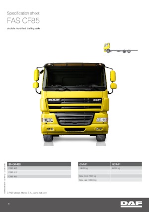 रिजिड चेसिस DAF CF 85.460 FAS SLEEPER CAB