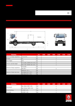 रिजिड चेसिस Renault D 13 HIGH 4X2 R 210 E6