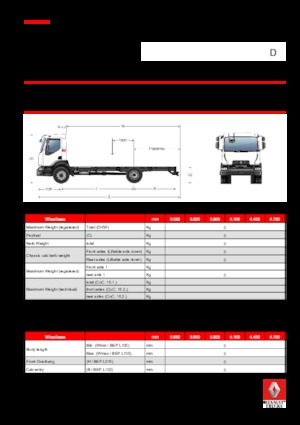 रिजिड चेसिस Renault D 14 HIGH 4X2 RK 240 E6