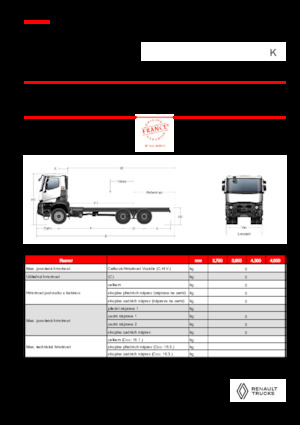 रिजिड चेसिस Renault K P6X6 MEDIUM 11L E6